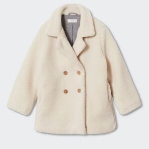 MANGO Faux Shearling Girl Coat Ivory Size 9